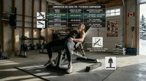 Illustration of an athlete performing an incline press on the best FID bench for upper body development.