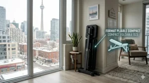 A compact, foldable weight bench ideal for small spaces and urban Canadian condo living.