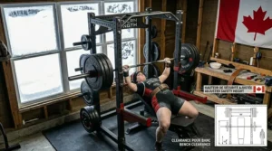 Detailed view of a multi-grip pull-up bar attachment on a power rack for powerlifting, perfect for varied grip strength training.