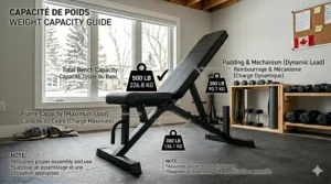 Illustration showing the 500lb weight capacity of a budget-friendly gym bench.