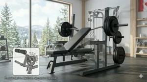 Diagram showing flat, incline, and decline positions of a versatile Olympic weight bench.