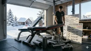 Demonstration of Flat-Incline-Decline (FID) positions on an affordable weight bench under $500 for home workouts.