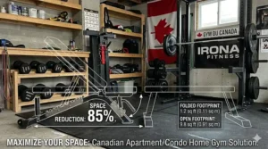 Compact folding adjustable weight bench for small Canadian apartments and condo gym spaces.