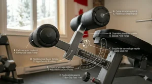 High-detail guide showing proper decline bench press form to target the lower pectorals using professional-grade fitness equipment for a Canadian home gym.