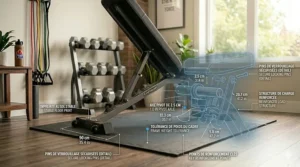 Comparison infographic highlighting features of a high-value adjustable weight bench under $300 CAD versus expensive commercial gym benches.