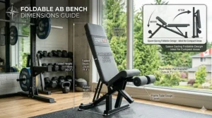 Detailed dimensions and footprint guide for a compact, foldable ab bench Canada fitness spaces require.
