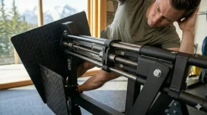 An athlete performing advanced core training and sit-ups on a GHD machine in Canada.