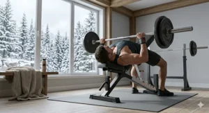 Illustration of a fitness enthusiast performing an incline bench press on an adjustable weight bench to target upper chest muscles.