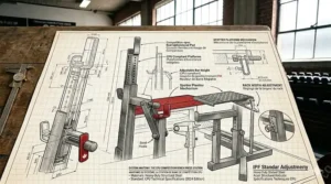 Close-up illustration of the high-density, non-slip grip pad material on a premium IPF approved bench press.