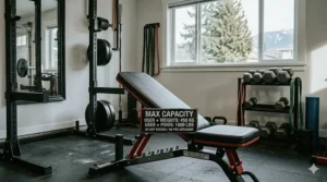 Diagram explaining the difference between static and dynamic weight bench weight capacity for safe strength training.
