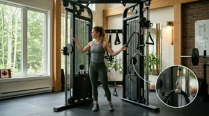 Diverse pulley systems and cable attachments showing workout versatility on a functional trainer.
