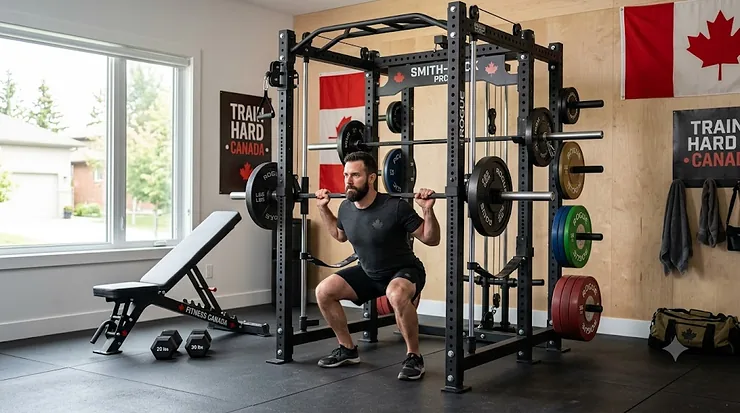Durable smith machine power rack combo for home gyms in Canada.