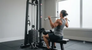 Compact stack loaded lat pulldown for small Canadian home gyms