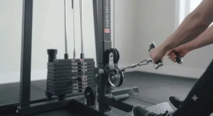 Integrated low row pulley on stack loaded machine