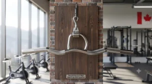 Multi-purpose revolving curl bar used for both cable curls and narrow lat pulldown variations.