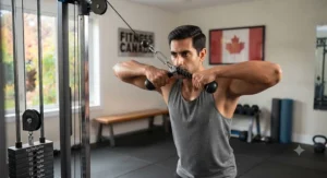 Detailed illustration highlighting correct form for face pulls using a dual-grip tricep rope attachment to improve posture and shoulder health.