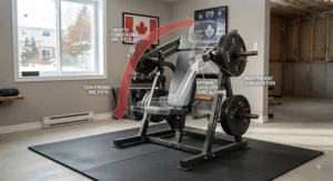 Diagram showing the smooth converging movement pattern of a plate-loaded shoulder press machine.
