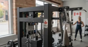 Durable steel frame construction of a commercial multi-gym built for high-traffic Canadian facilities