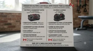 Summary infographic helping fitness enthusiasts in Canada choose between quick-change adjustable dumbbells vs dial adjustable dumbbells.