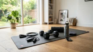 Illustration of a full-body fitness routine utilizing best budget dumbbell sets on a yoga mat
