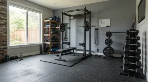 Illustration of best budget dumbbell sets in a dedicated home gym setup in Toronto